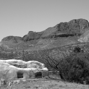 Adobe-and-Mountain-in-BW